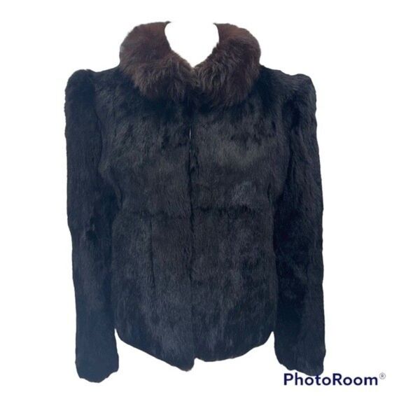 Vintage Black Fur Coat with Mink Collar - Picture 1 of 7